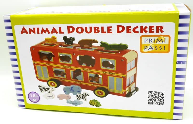 Jonotoys Prima Passi-Tiere bilden einen Doppeldeckerbus