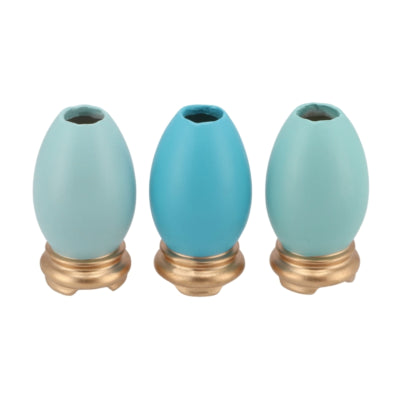 Daan Bugholz-Osterdekoration Osterei blau 11,5 cm 3-fach sortiert | 12 Stück
