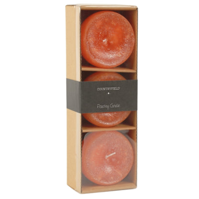 Countryfield Schwimmkerze Bollie Orange 7 cm 3er-Set | 12 Stück