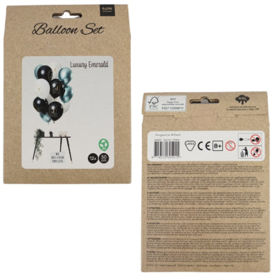 Folat Luftballons Luxus Smaragd Jubiläum 1 Jahr 30 cm 12er-Set | 24 Stück
