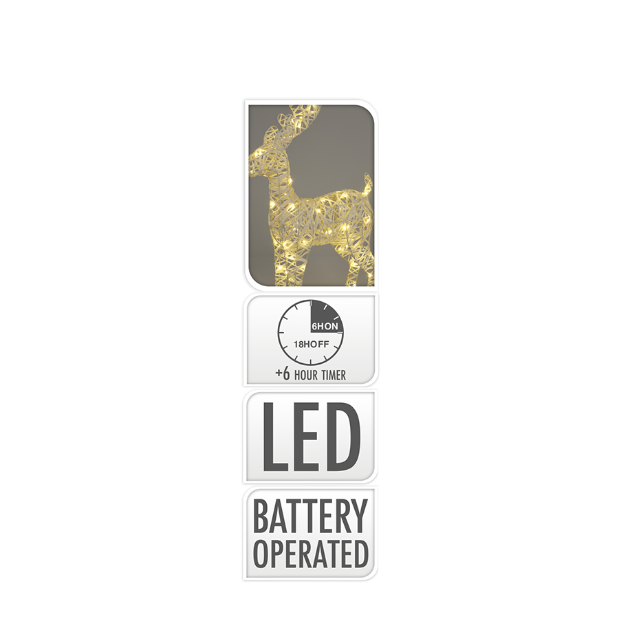 Rentier LED weiß 40 LEDs 37cm