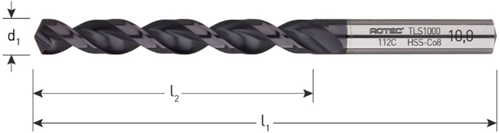 Rotec HSS-E-Spiralbohrer, DIN338, Typ TLS1000, TIALN, ø10,2 - 112.1020c