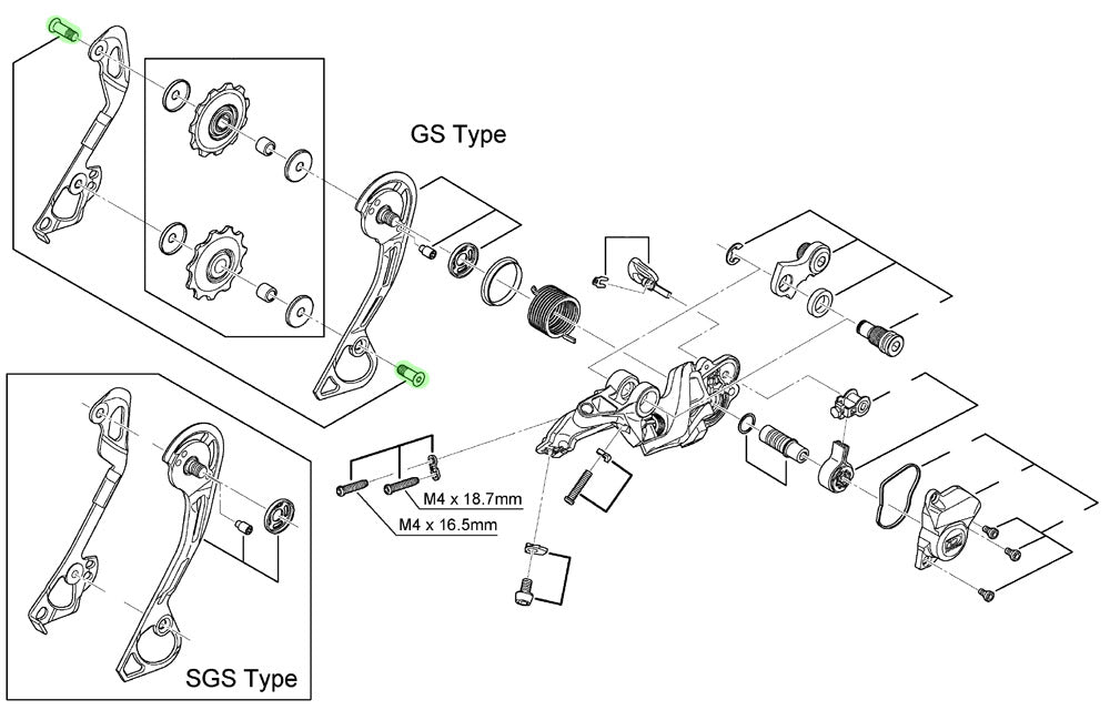 Shimano Führungspulley-Schrauben für RD-M615 M7000 M7100