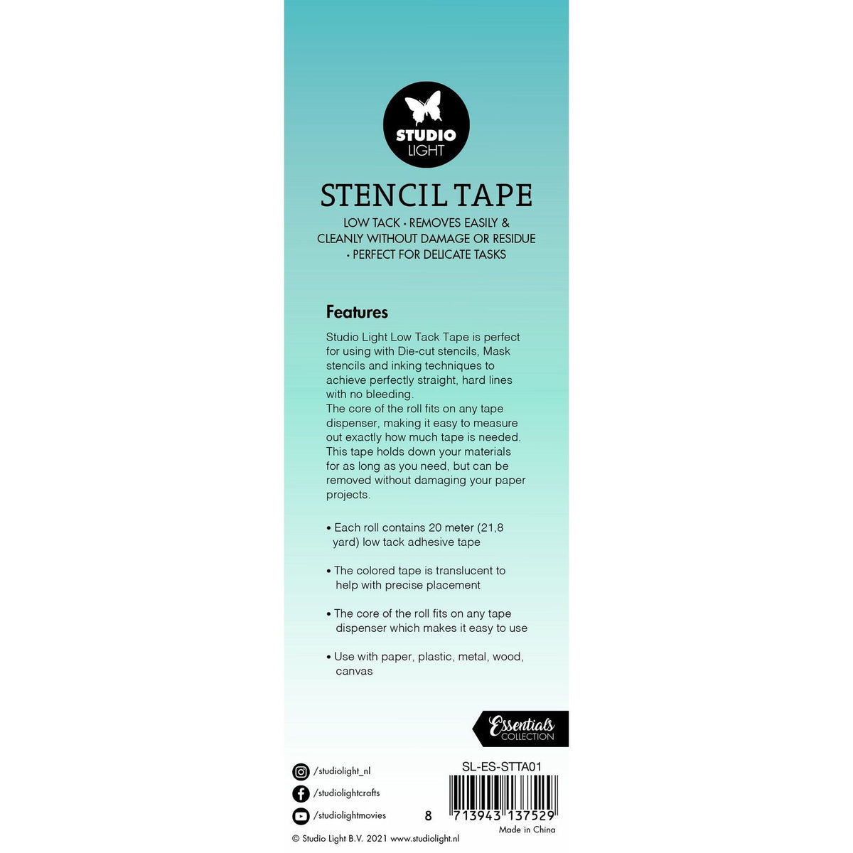 Studioleuchte • Wichtige Werkzeuge, Schablonenband, geringe Klebkraft, 15 mm breit, 3 Stück