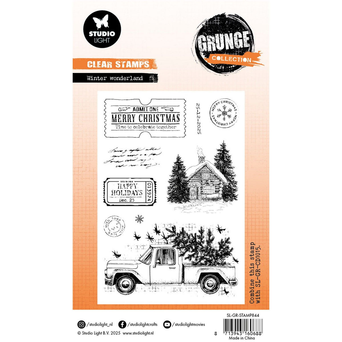Studiolicht • Grunge-Kollektion, klares Stempel-Winterwunderland