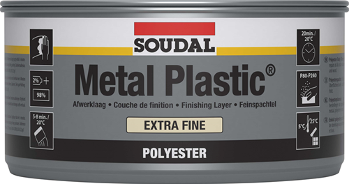 Soudal Metall-Kunststoff extra fein | Polyesterspachtel | 1kg | weiß | 30034 - 103424