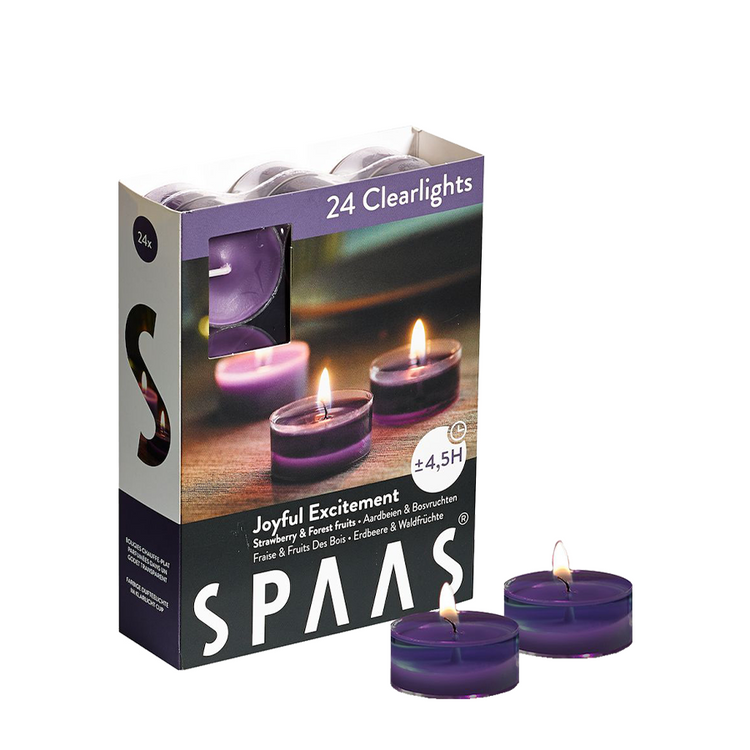 Spaas duftende Teelichter, klare Lichter, fröhliche Aufregung, 24 Stück