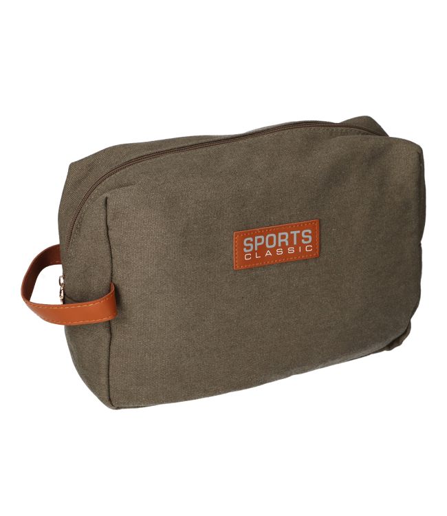 Reisende Toilettenbeutel Box Sport Canvas Braun Grau 30 cm x 20 cm