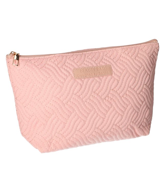 Reisender Toilettenbag Schönheitstasche Welle weich Rosa 30 cm x 19,5 cm