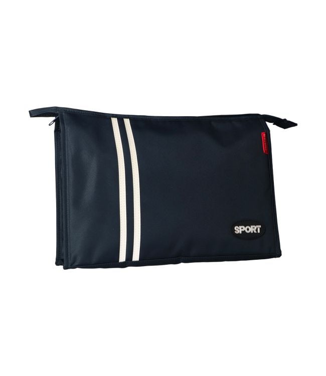 Reisende Toilettenbeutel Sportstreifen dunkelblau 30 cm x 19,5 cm