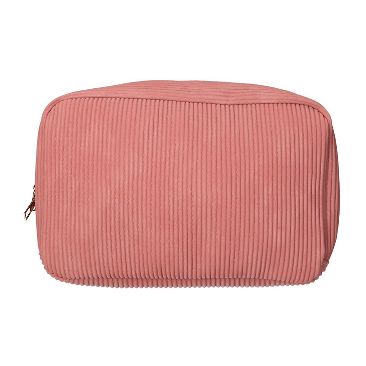 Reisender Toilettenbeutel Rippenstoff wasserdicht rosa 28x17cm