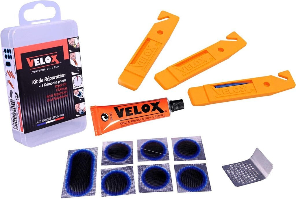 Velox Reifenreparaturset 7 Flicken - Lösung - 3 Reifenheber