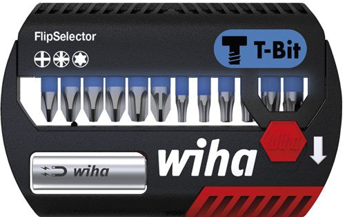 Wiha Bit-Set Flip Selector T-Bit 25 mm Phillips, Pozidriv, Torx® 14-teilig 1 4 C6,3 – 41824 – 41824