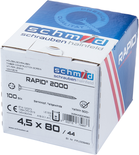 Schmid schrauben rapid2000 tx schraube 4,5x80 100 vz - wskk8004580