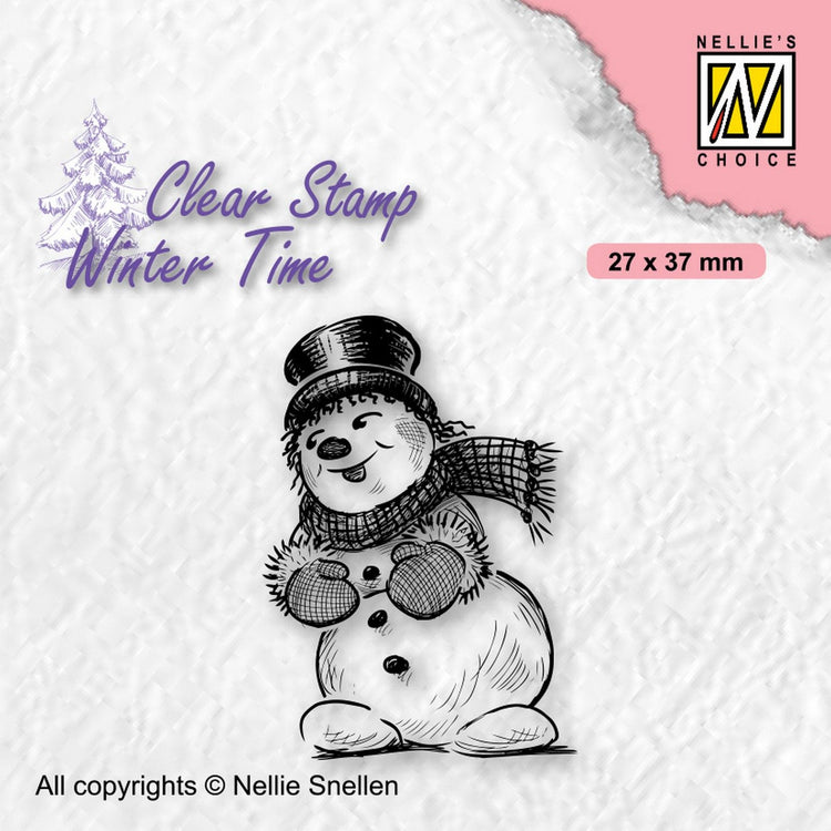 Nellies Wahl • Winterzeit-Klarstempel, schüchterner Schneemann mit Zylinder