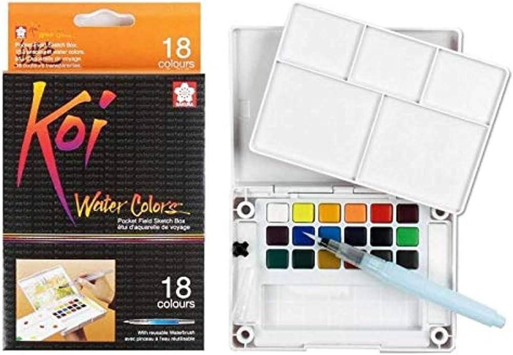 Sakura • Koi-Aquarell-Skizzenbox 18 + Pinsel