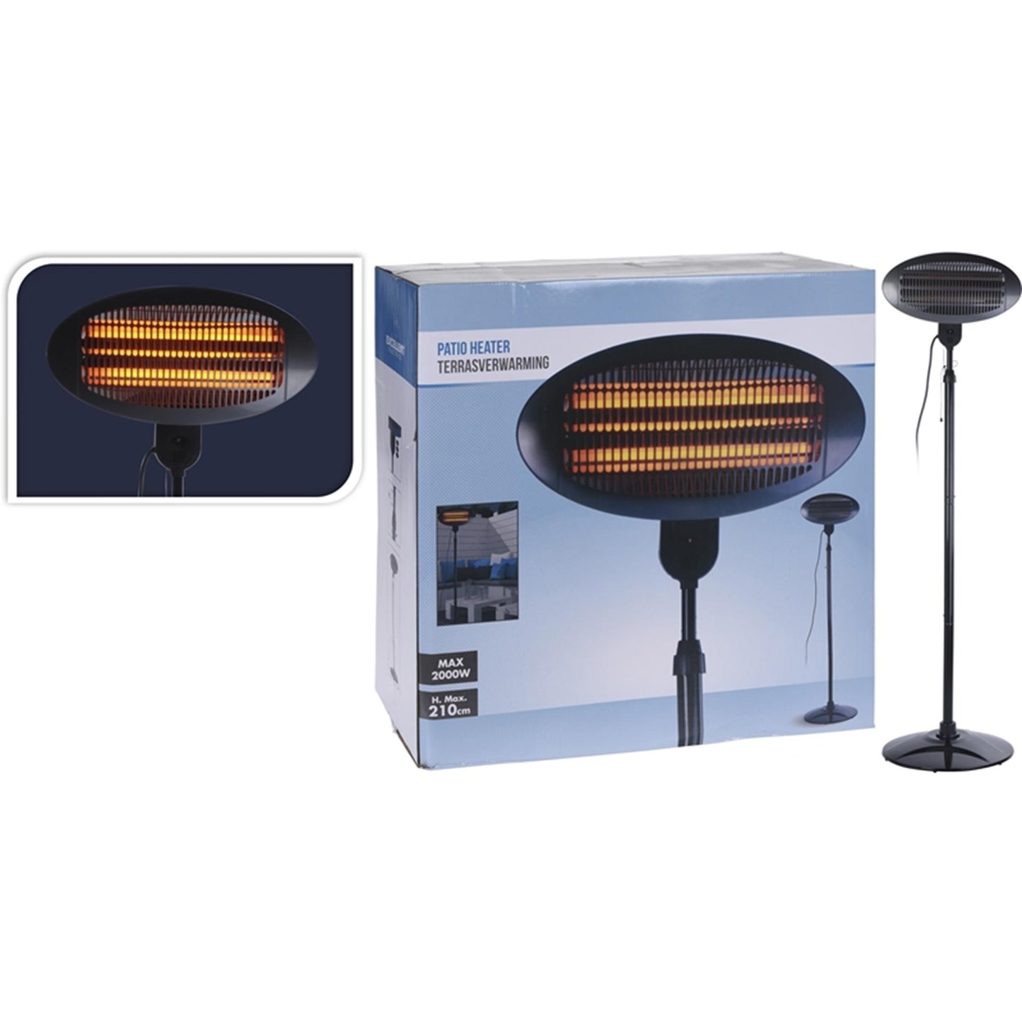 Ausgezeichnete Elektrik -Elektrik -Terrasse Biere 2000 W Quarz schwarz