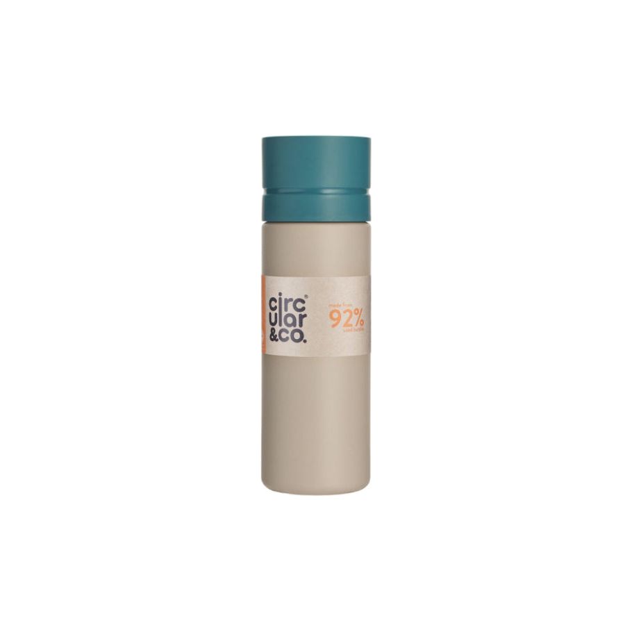 Rundschreiben Co. Kreisförmige Flasche 600 ml Creme blaugrün
