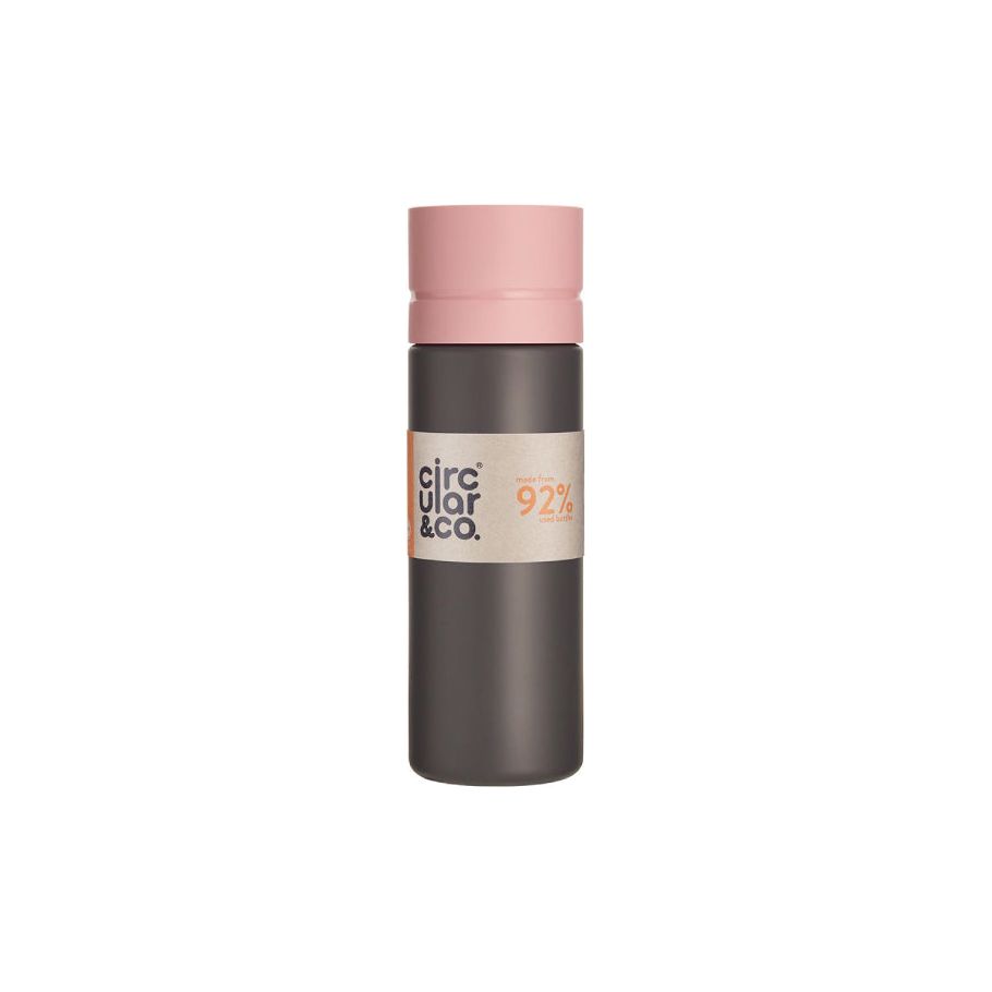 Rundschreiben Co. Kreisförmige Wasserflasche 600 ml schwarzrosa