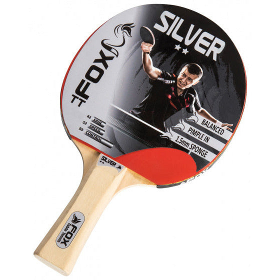 Fox TT Silber 2 Sterne Tischtennisbat 23 cm leer rot