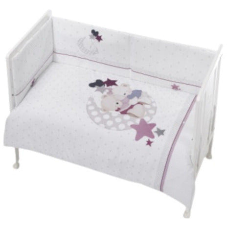 Interbaby Betttextile Set Mond 70 x 140 Baumwoll weiß rosa 3-Stück