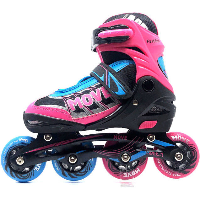 Inline-Skates Fast Semi-Softboot verstellbar rosa blau Größe 38-41