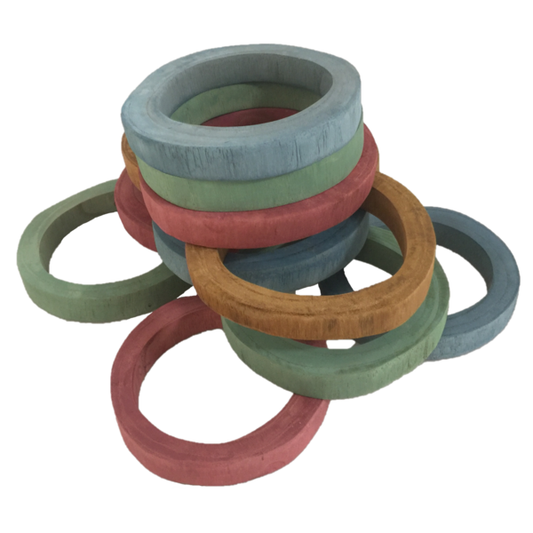 Papoose -Spielzeug Erde Holzringe 12PC