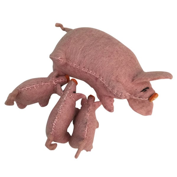 Papoose Toys Pig Mama + 3 Babys
