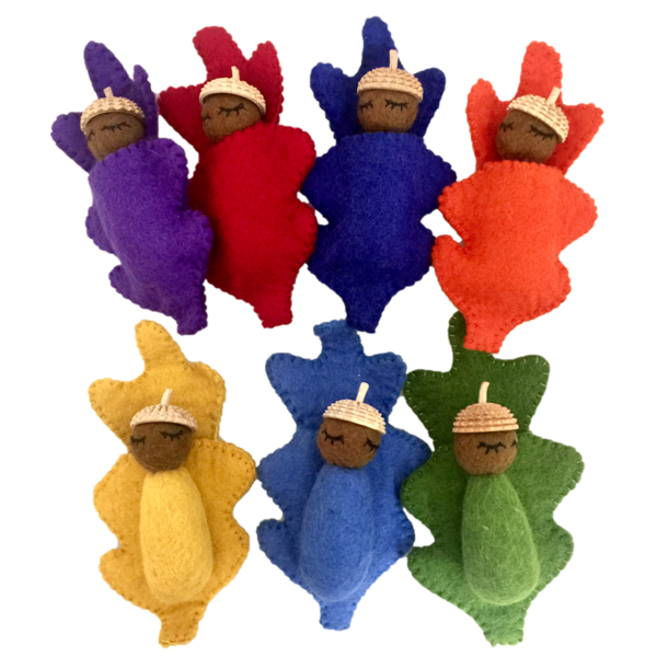 Papoose -Spielzeug Rainbow Acorn Babies 7pc