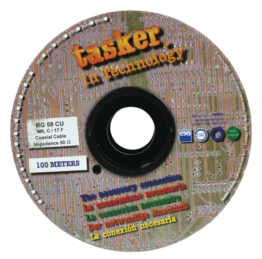 Tasker Tasker TASR-RG58CU Koaxkabel auf Haspel RG58 5,0 mm 100 m Schwarz
