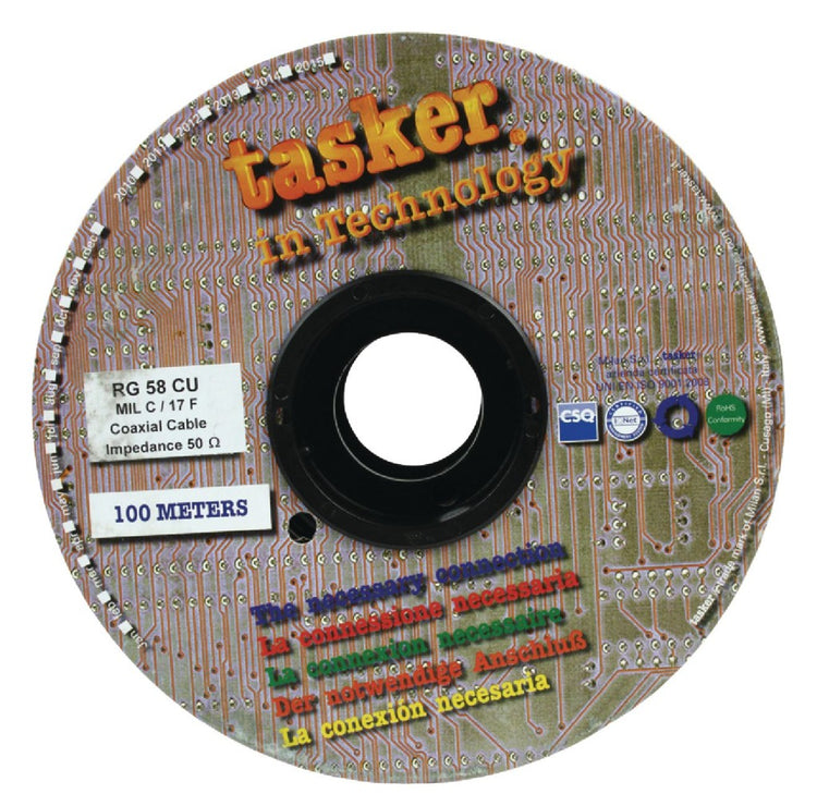 Tasker Tasker TASR-RG58CU Koaxkabel auf Haspel RG58 5,0 mm 100 m Schwarz