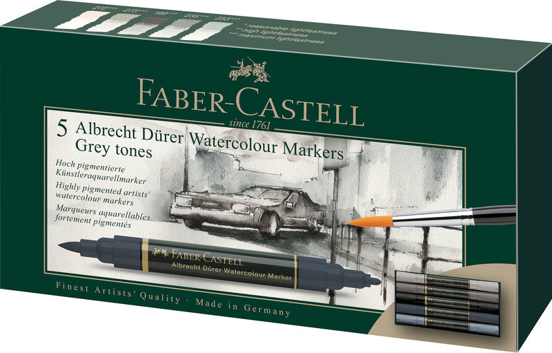 Faber Castell Faber Castell FC-160306 WK25Aquarel Marker FC Albrechtdürer 5 Stück graue Töne