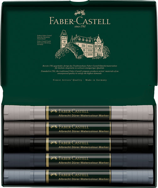 Faber Castell Faber Castell FC-160306 WK25Aquarel Marker FC Albrechtdürer 5 Stück graue Töne