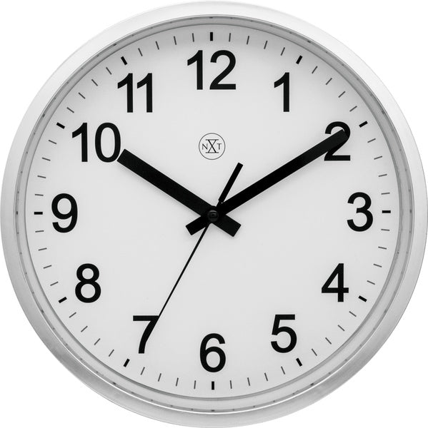 Nächste Zeit NXX-7307ZI-V2 Wanduhr NXT Diam. 25,5 cm Plastik Silber, weißes Zifferblatt, #039; Ruhige Uhr