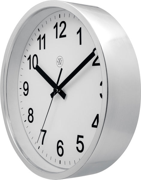 Nächste Zeit NXX-7307ZI-V2 Wanduhr NXT Diam. 25,5 cm Plastik Silber, weißes Zifferblatt, #039; Ruhige Uhr