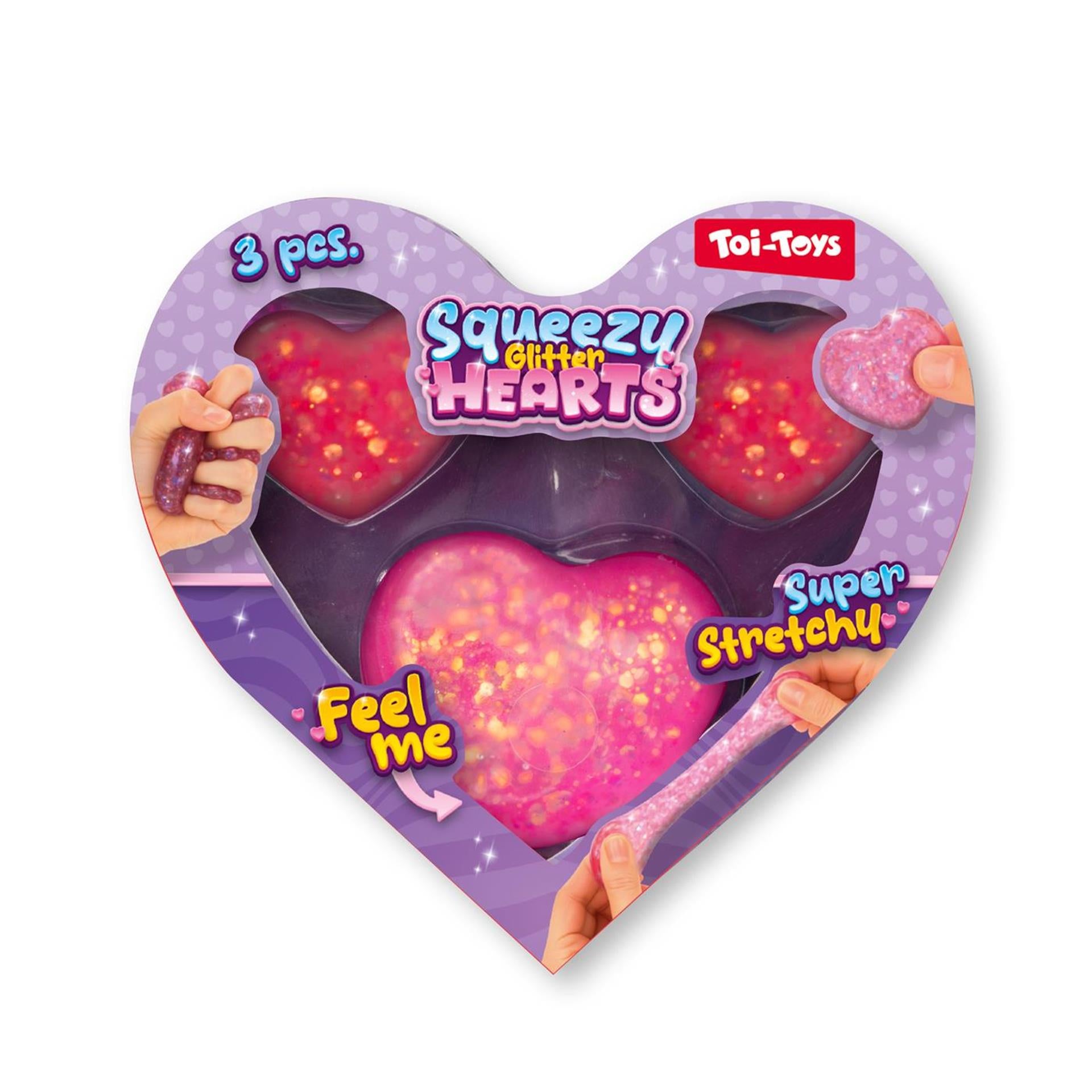Toi-toys Glitzer-Quetschfiguren Herzen - 3 Stk.