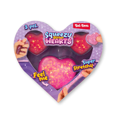 Toi-toys Glitzer-Quetschfiguren Herzen - 3 Stk.