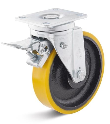 Torwegge-Schwenkrad + Bremse, robust, 250 x 60 mm
