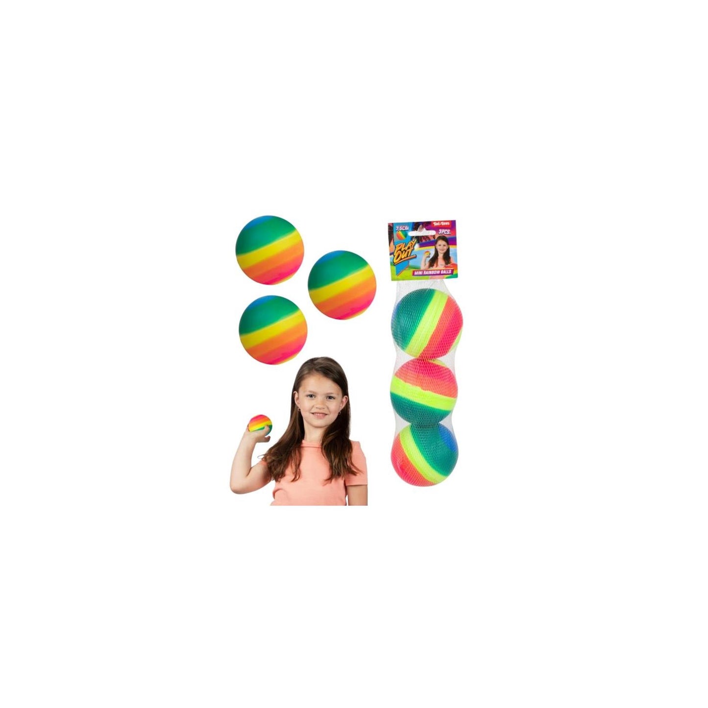 Toi-toys Regenbogenbälle 3 Stück 7,5cm