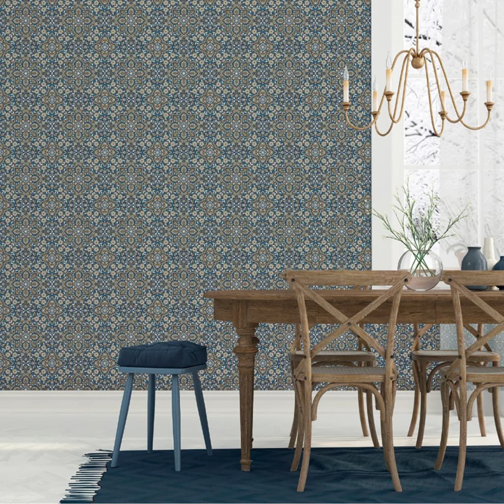 Nordwand Homestyle Tapete portugiesische Fliesen braun und blau