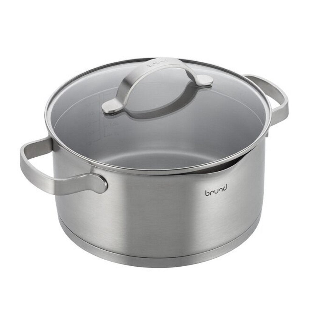Brund Brund -Topf mit Glasdeckel 4L Edelstahl