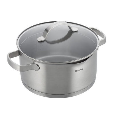 Brund Brund -Topf mit Glasdeckel 4L Edelstahl