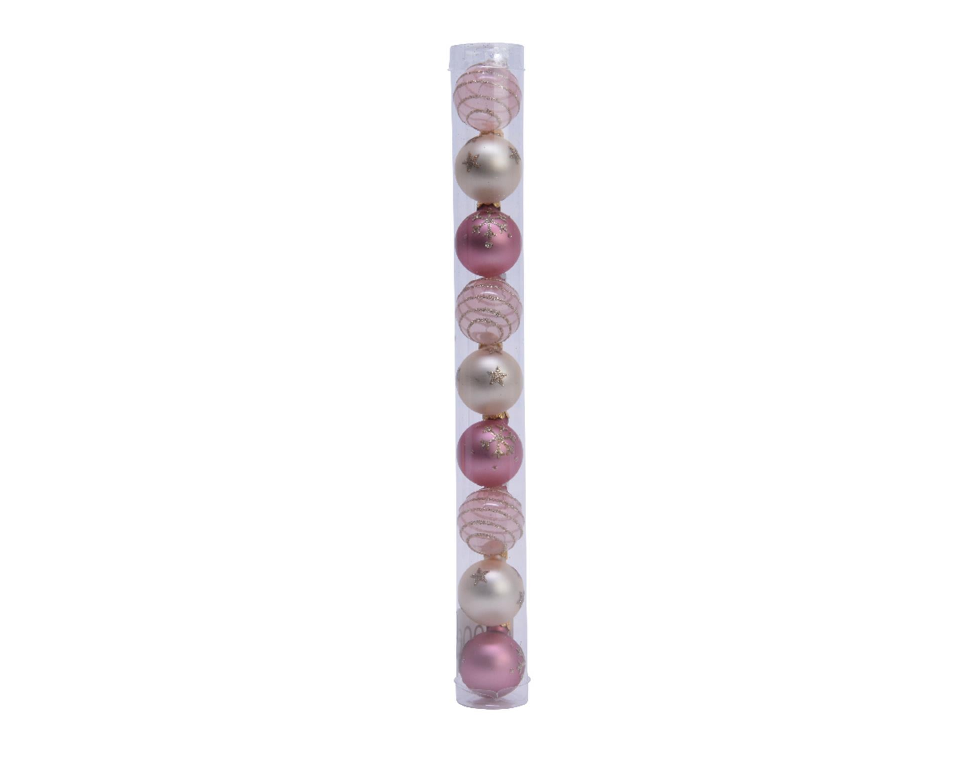 Decoris Weihnachtskugeln 3cm 9 Stück Glas rosa Champa