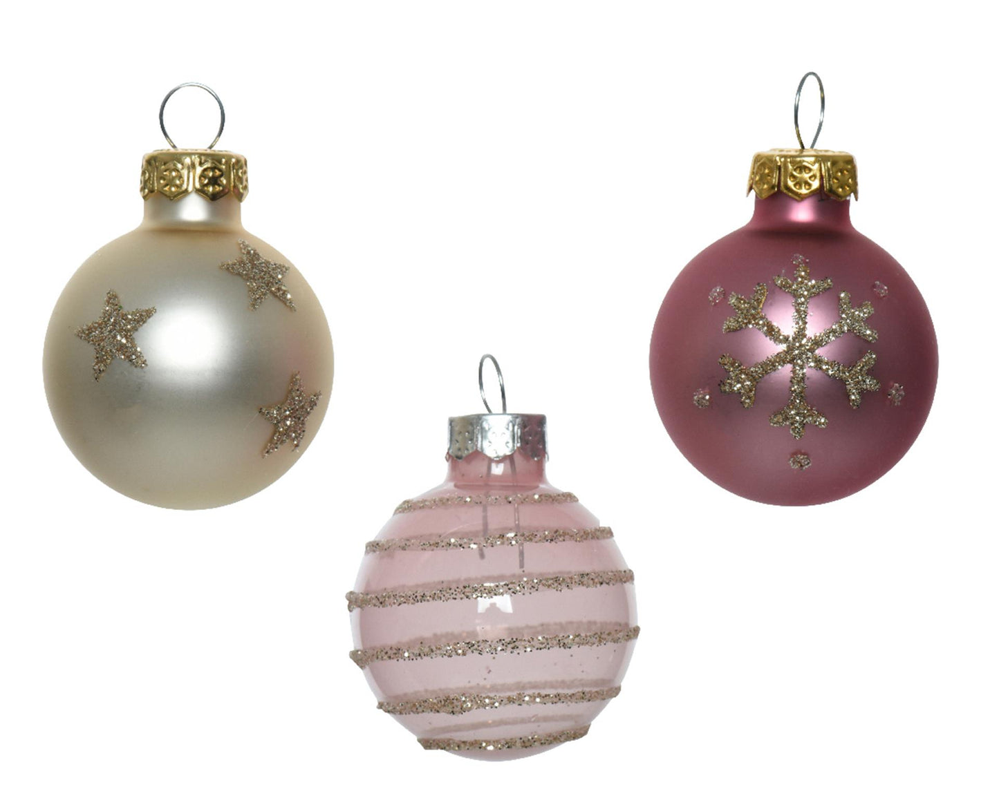 Decoris Weihnachtskugeln 3cm 9 Stück Glas rosa Champa