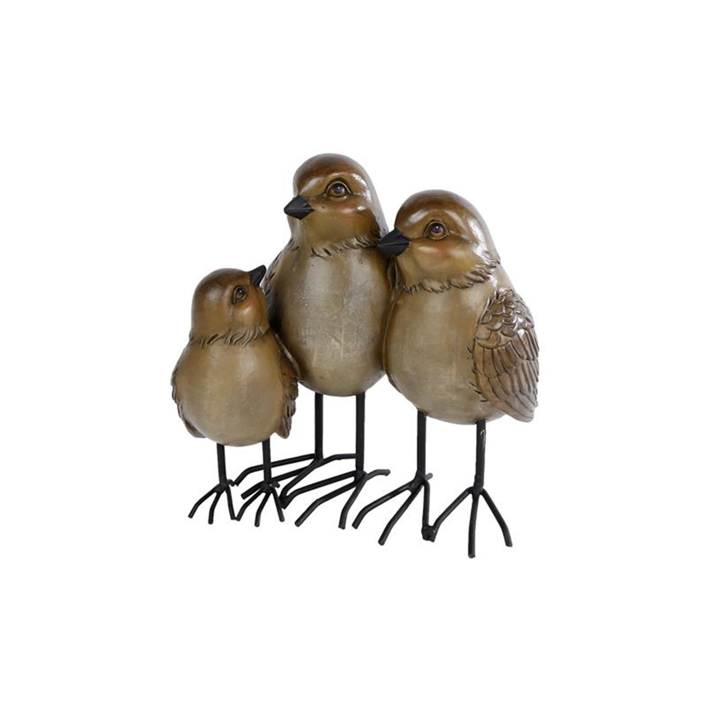 Cosydecor Skulptur 3 Vögel brauner Polystein