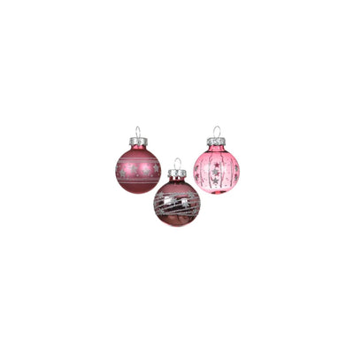 Decoris Weihnachtskugeln Glas rosa ã˜3cm Mix transparent glänzend matt Tube à 9 Stück