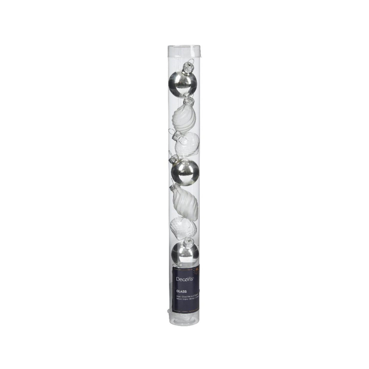 Decoris Weihnachtskugeln Mini Ø3cm Glas Silber 9St