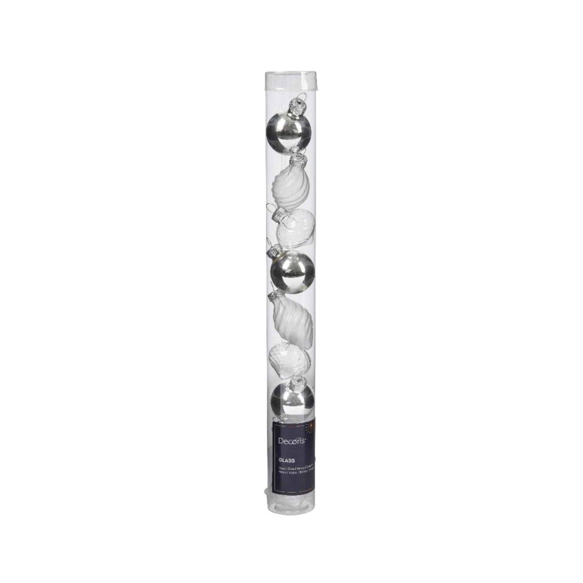 Decoris Weihnachtskugeln Mini Ø3cm Glas Silber 9St