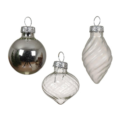 Decoris Weihnachtskugeln Mini Ø3cm Glas Silber 9St