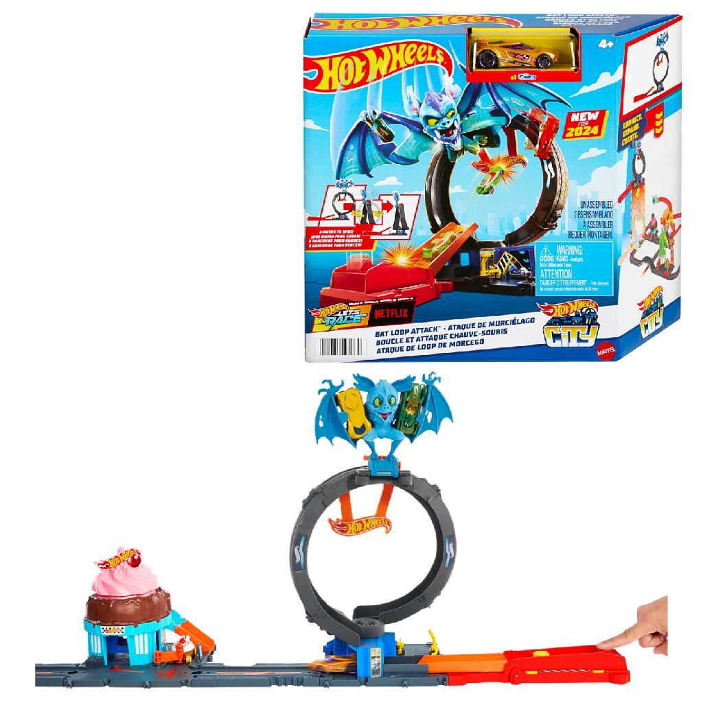 Heiße Räder Fledermaus -Angriffsschleifenspiel -Set